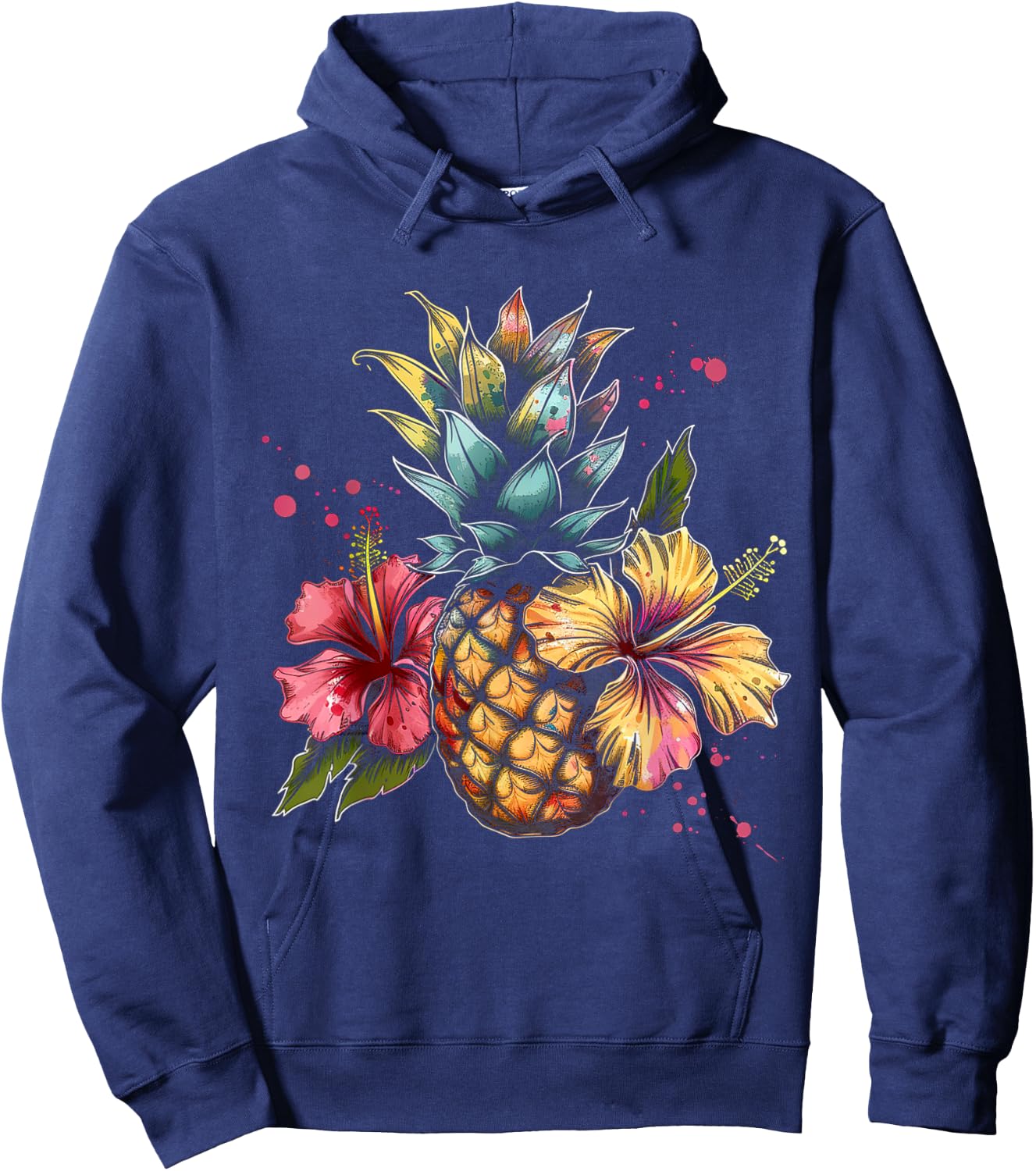 Pineapple And Hibiscus Flower Hawaii Summer Beach Women Kids Hoodie - Hoodie | Navy