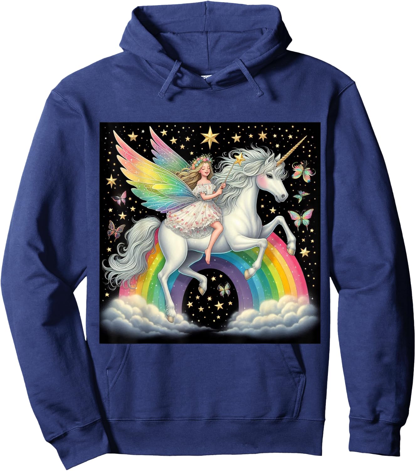 Fairy Riding A Unicorn Boys Girls Men Women Kids Adults Hoodie - Hoodie | Navy