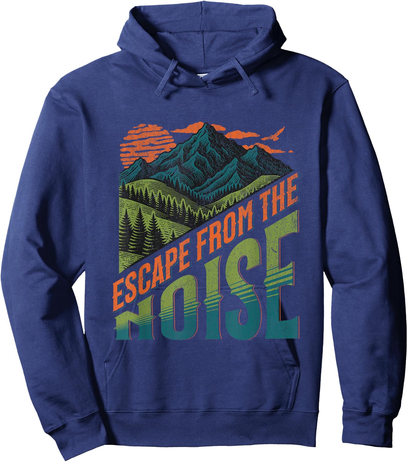 Escape From The Noise Mountain Adventure Outdoor Camp Hike Hoodie - Hoodie | Navy