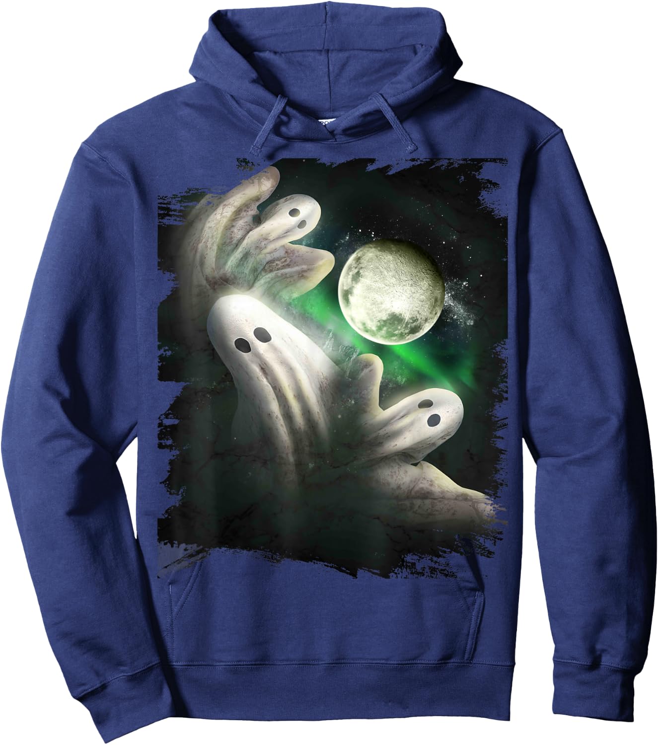 3 Three Ghost Moon, Wolf Ghosts Howling, Funny Halloween Hoodie - Hoodie | Navy