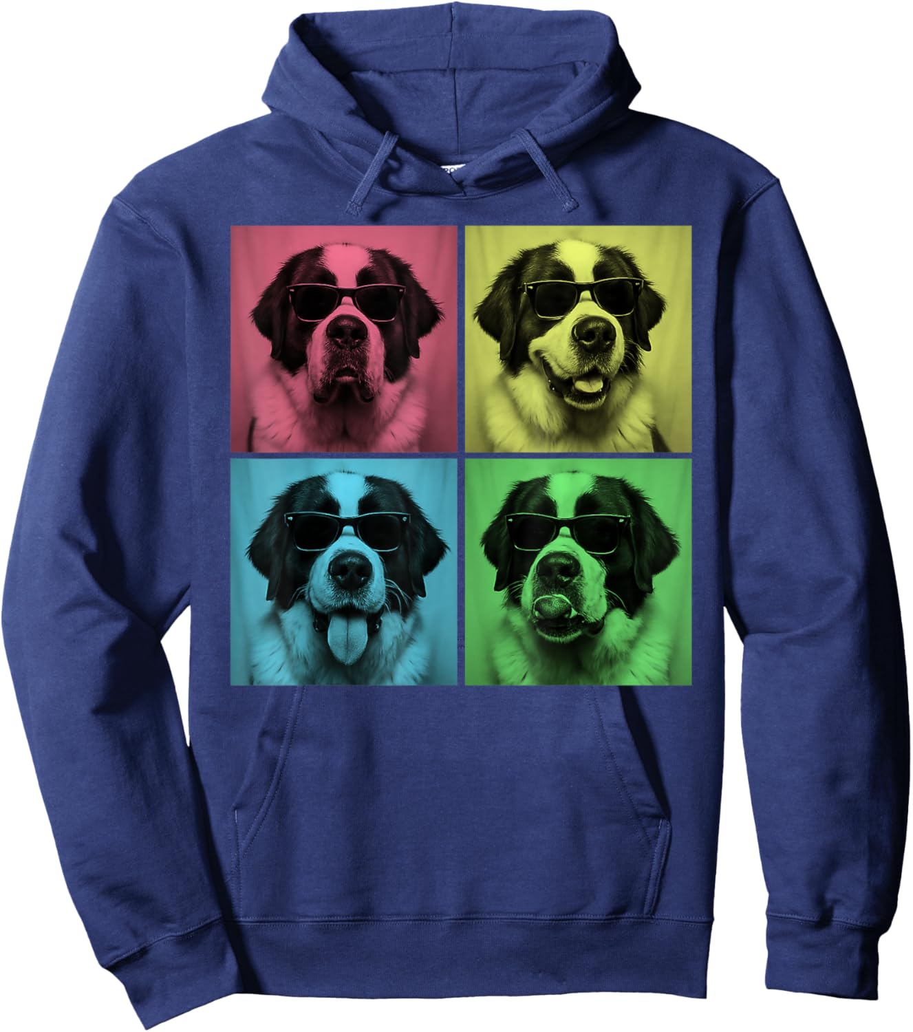 Saint Bernard Pop Art Funny Dog Lover Photo Booth Men Women Kids Hoodie - Hoodie | Navy