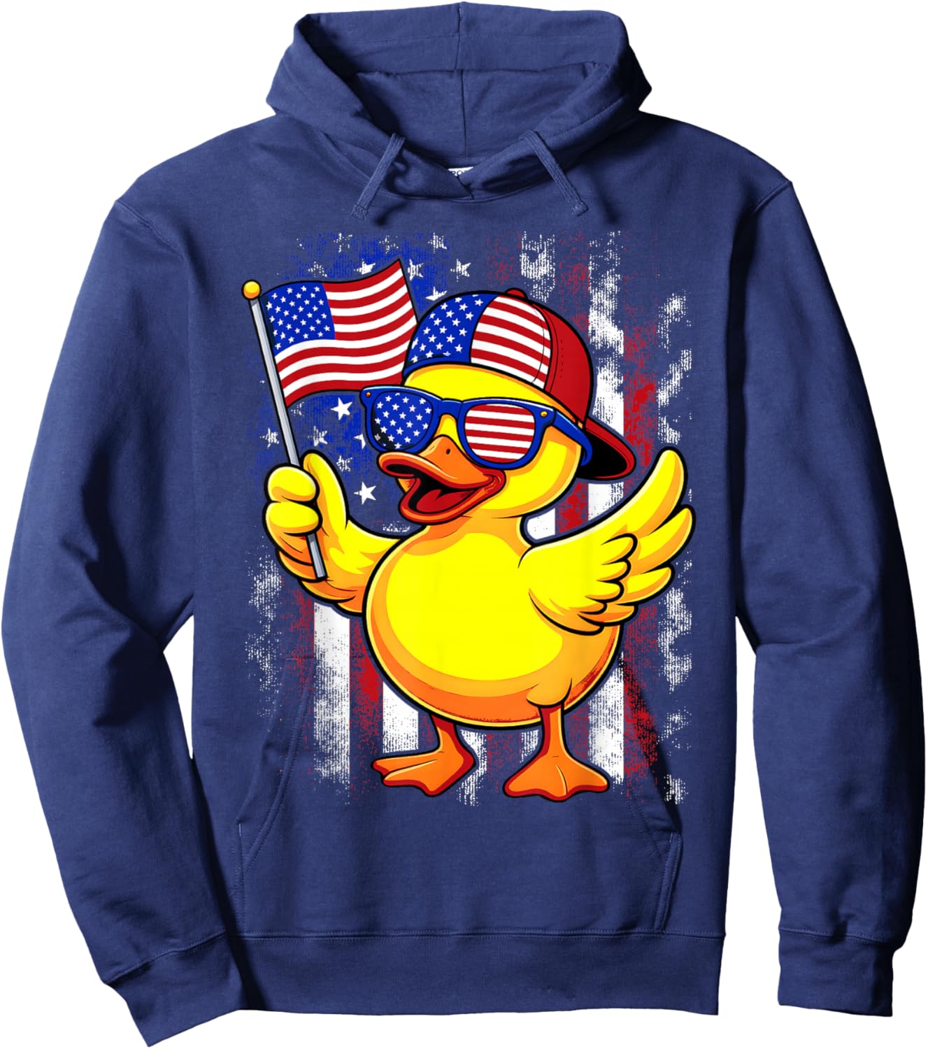4th Of July Patriotic Rubber Duck USA Flag Funny Duck Hoodie - Hoodie | Navy