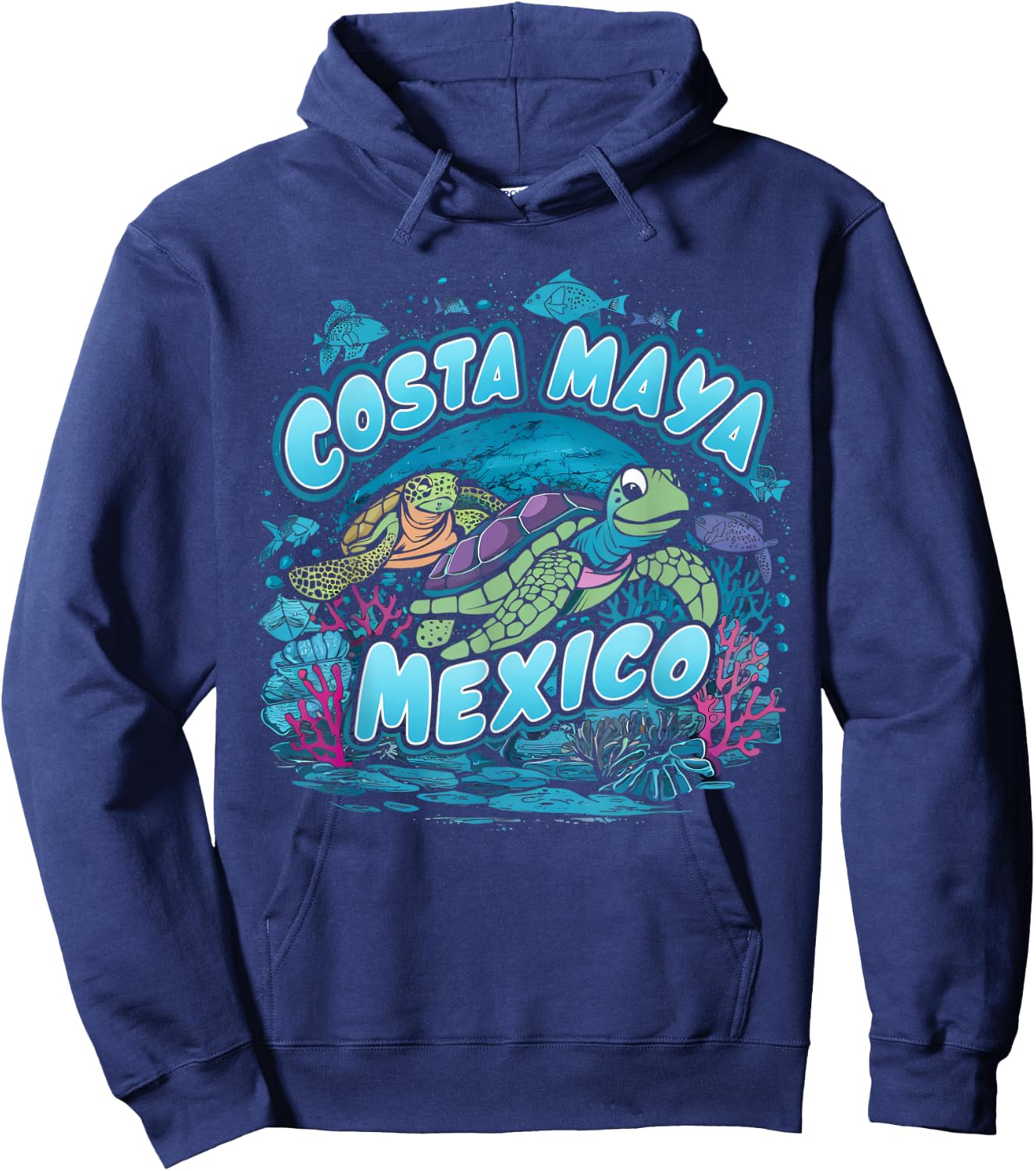 Costa Maya Mexico Turtle Vacation Souvenir Beach Hoodie - Hoodie | Navy