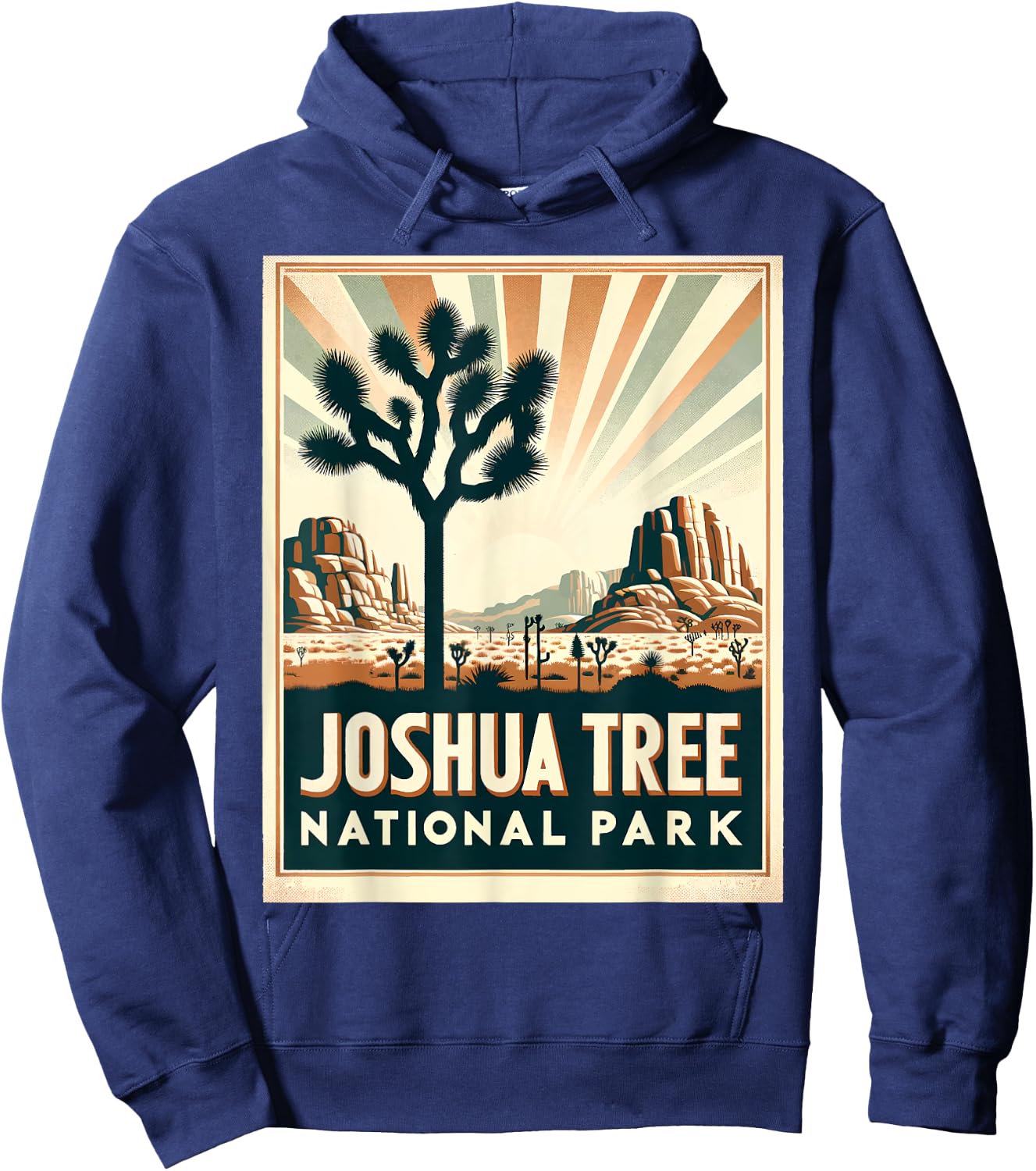 Joshua Tree National Park Vintage Hiking Camping Outdoor Hoodie - Hoodie | Navy