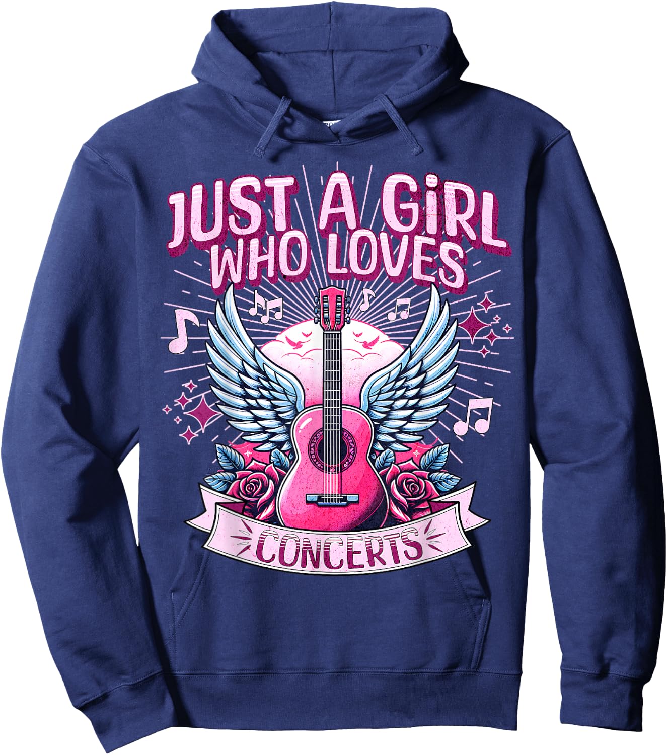 Just A Girl Who Loves Concerts Cute Rock Concert Fans Hoodie - Hoodie | Navy