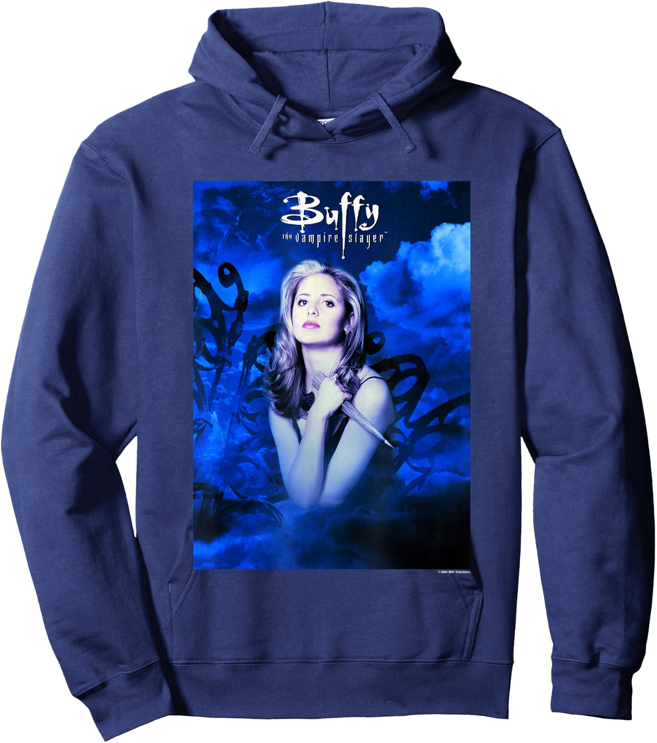 Buffy The Vampire Slayer Vintage Blue Buffy Summers Portrait Hoodie - Hoodie | Navy