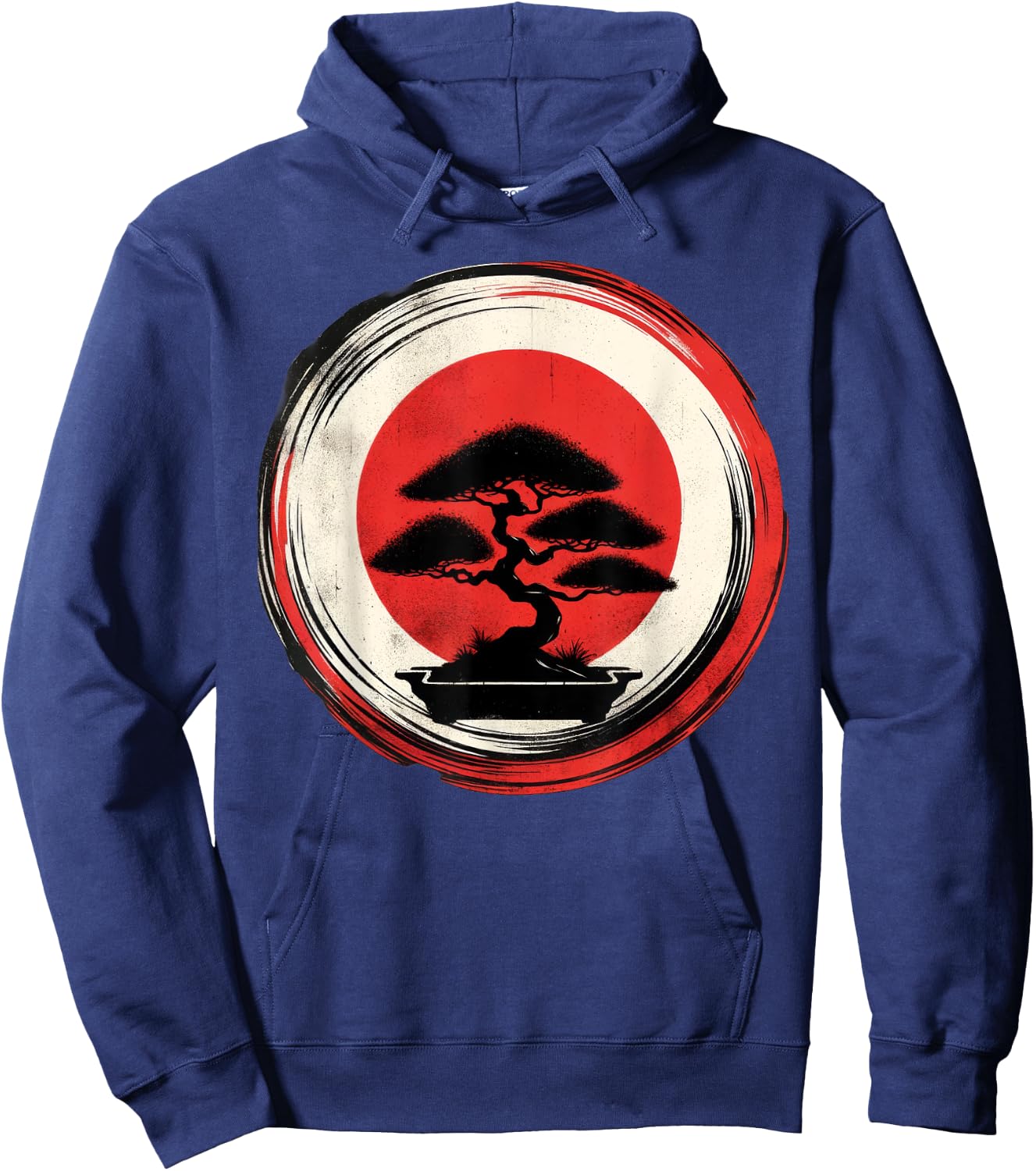 Japanese Bonsai Tree Zen Enso Circle Hoodie - Hoodie | Navy