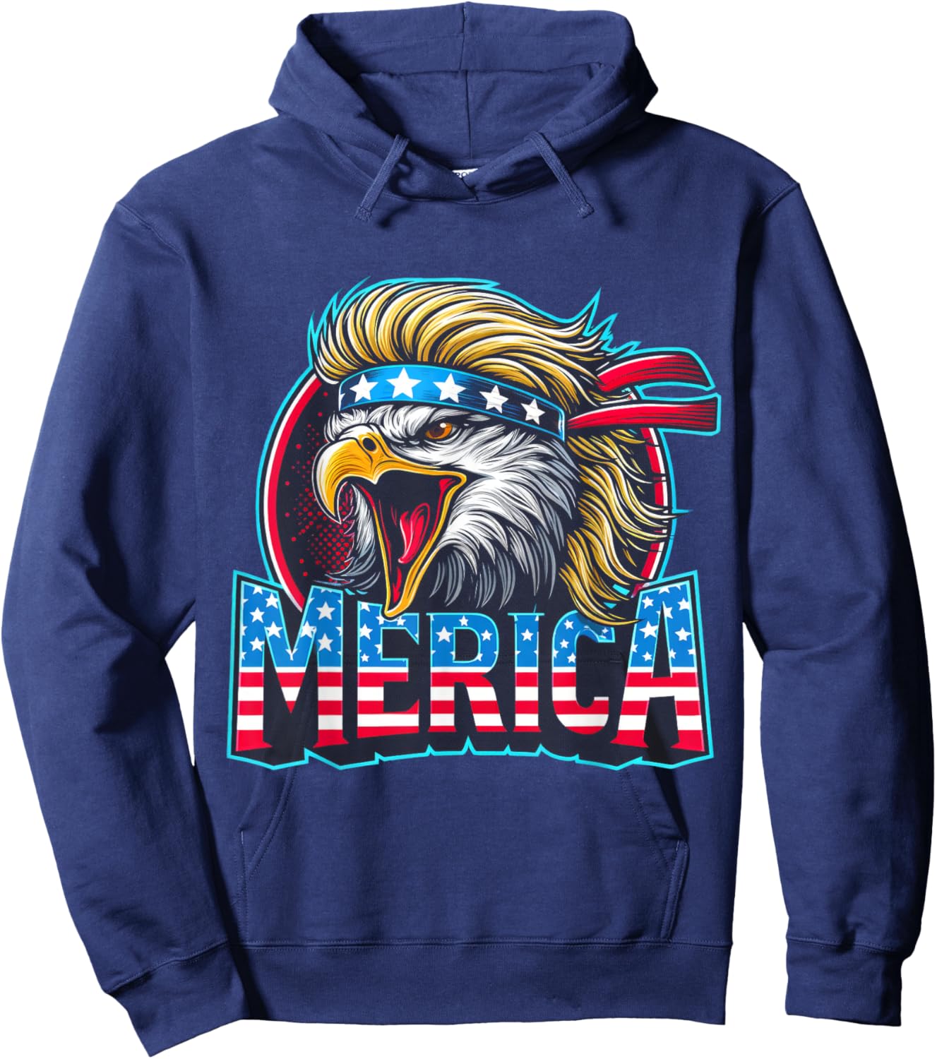 4th of July Patriotic Funny Eagle July 4th USA Merica Kids Men Hoodie - Hoodie | Navy