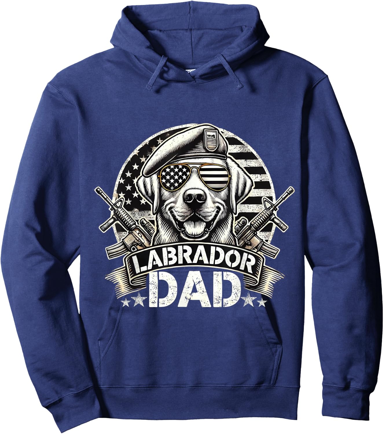 Labrador Dad K9 Military Gear Retro Vintage US Flag Hoodie - Hoodie | Navy