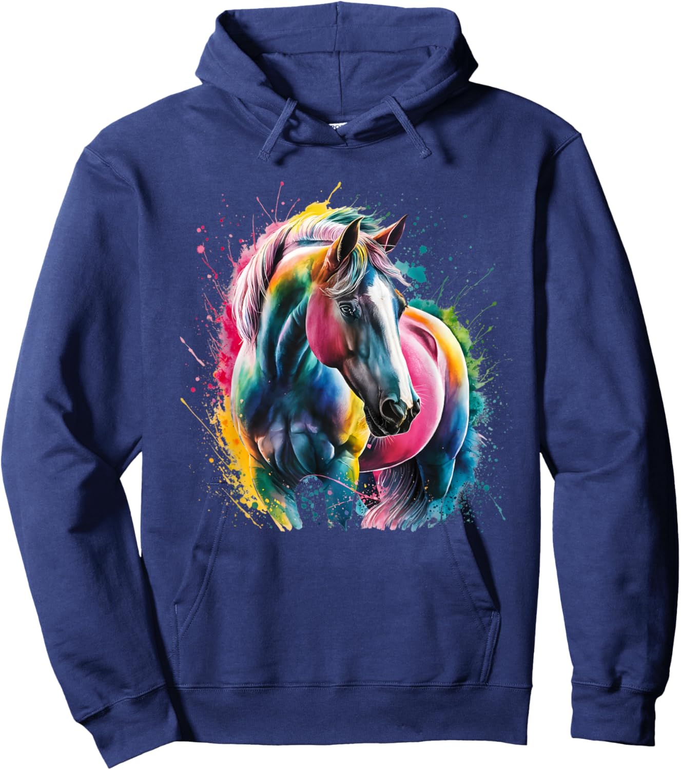 Horse Men Women Colourful Watercolour Horse Hoodie - Hoodie | Navy