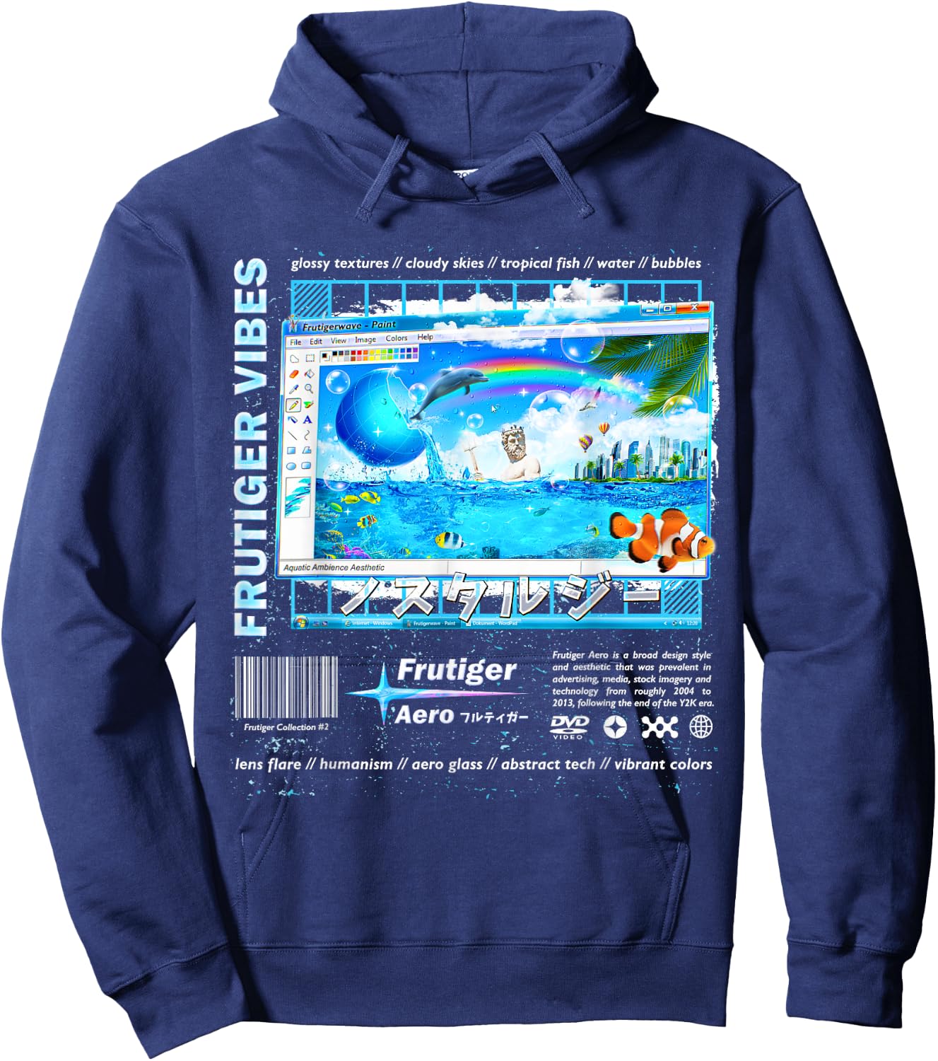 Frutiger Aero Fashion Collection - Frutiger Vibes Hoodie - Hoodie | Navy