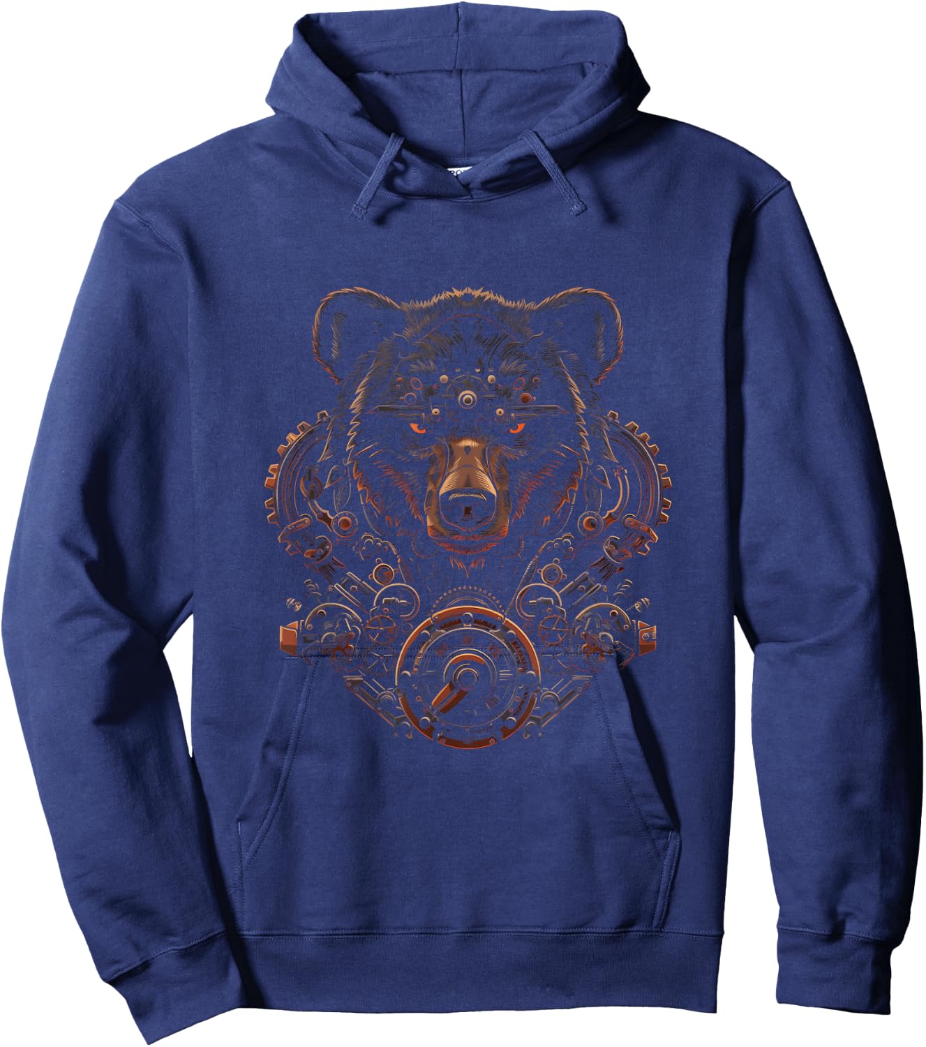 Steampunk Bear with mechanical gear Industrial metal gears Hoodie - Hoodie | Navy
