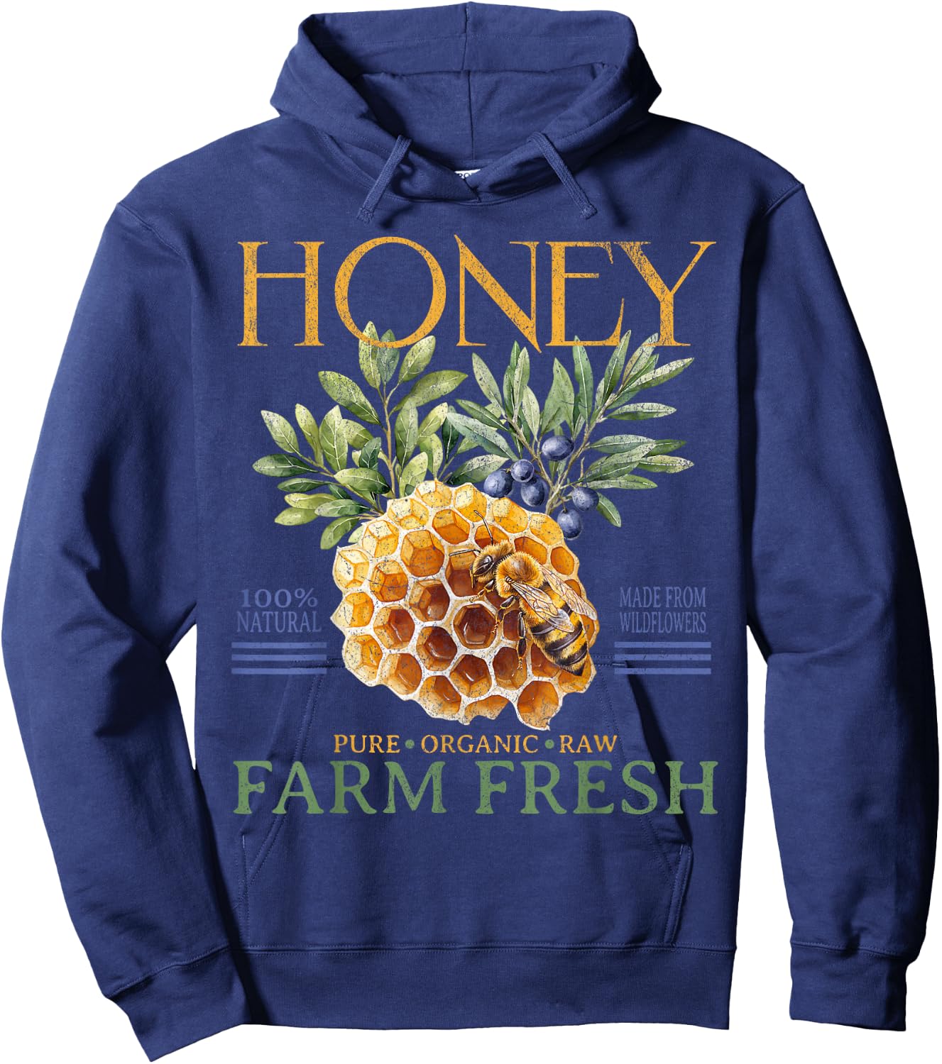 Farm Fresh Sweet Honey Locally Homegrown Farmer's Market Hoodie - Hoodie | Navy