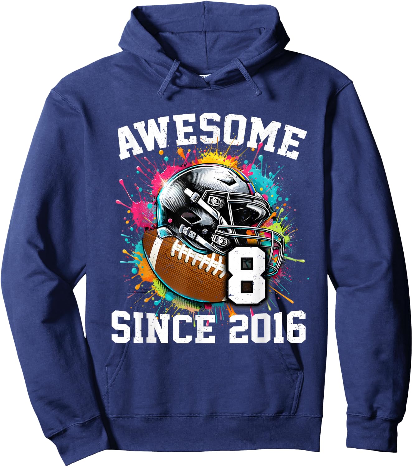 8th Birthday Football 8 Years Old Awesome Since 2016 Hoodie - Hoodie | Navy