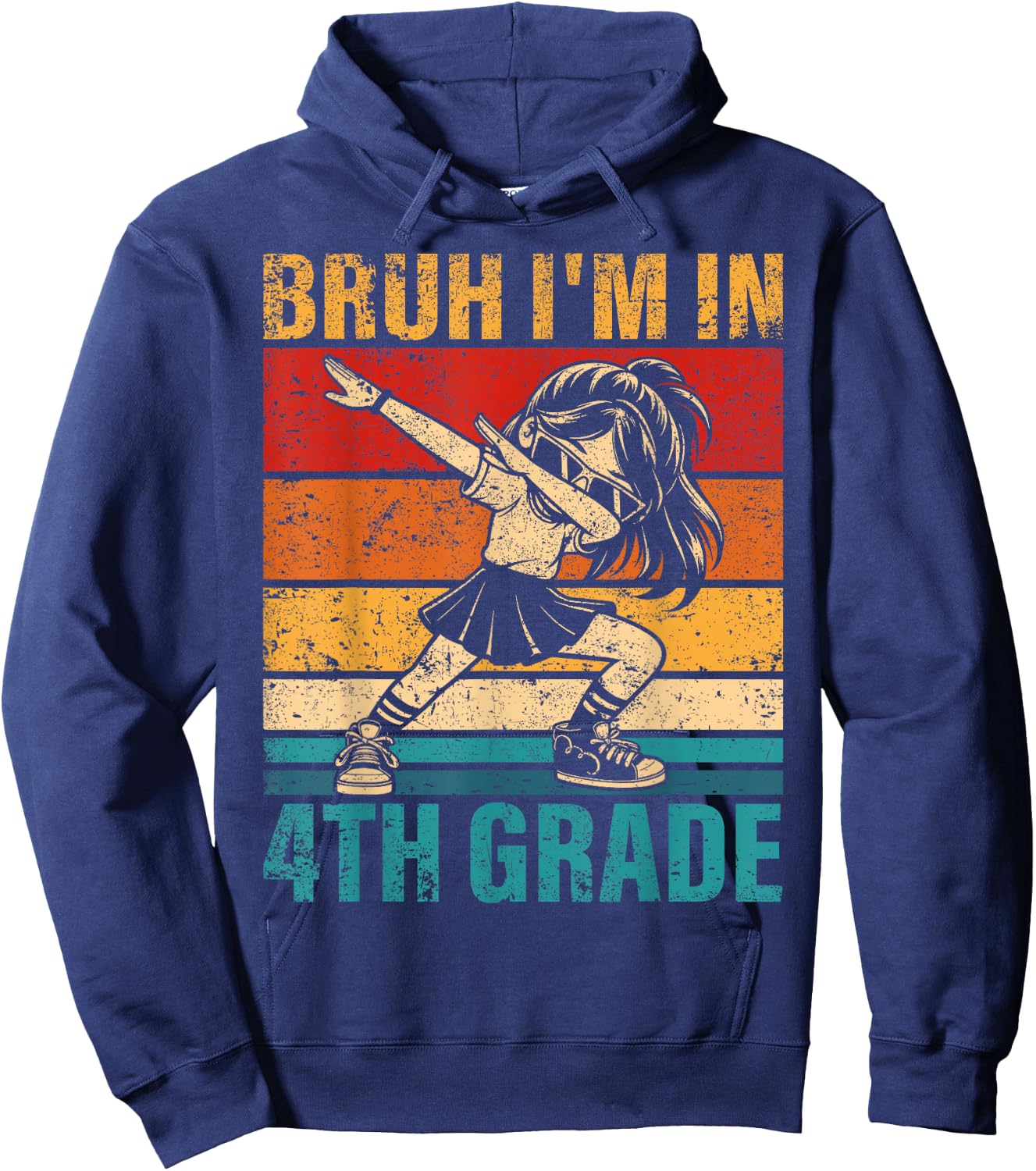 Fourth Grade Dabbing Girl Bruh i'm in 4th Grade Student Hoodie - Hoodie | Navy