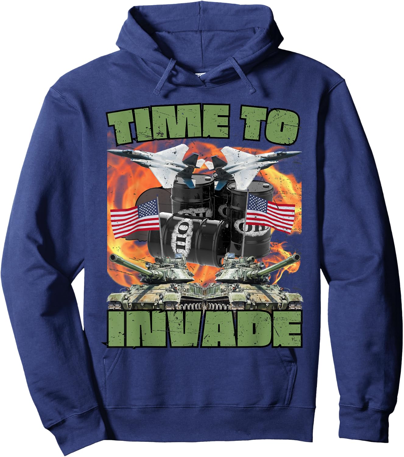 Funny America Wants Oil Meme American Patriotic Men Hoodie - Hoodie | Navy