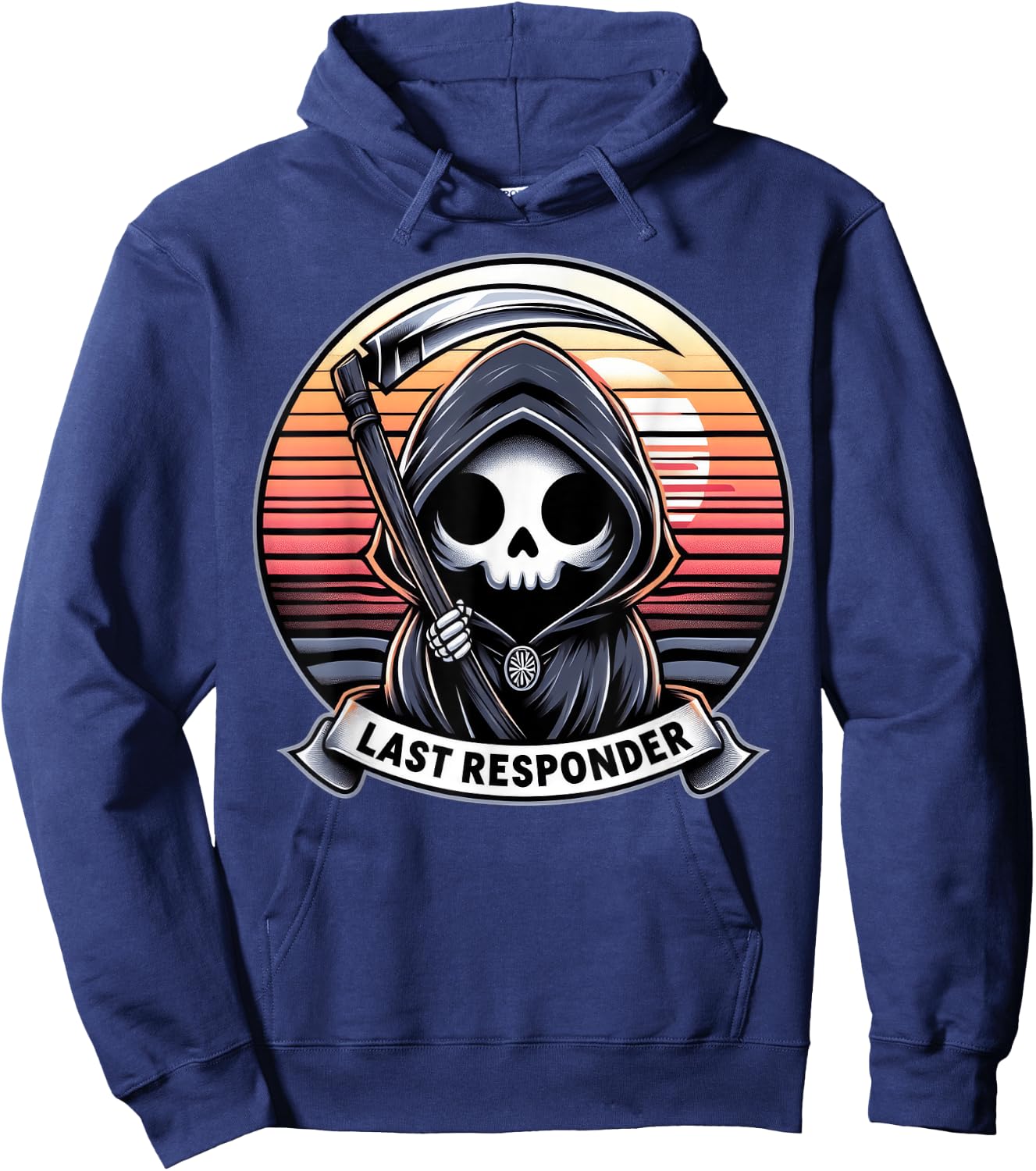 Grim Reaper Funny Dark Meme Mortician Last Responder Vintage Hoodie - Hoodie | Navy