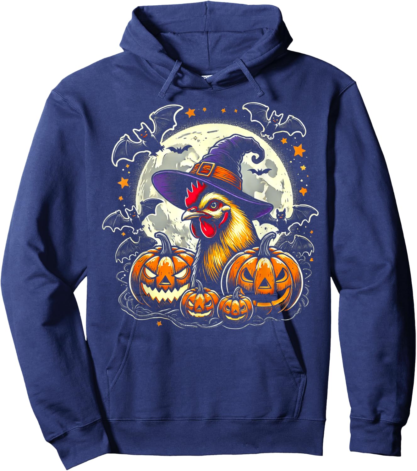 Chicken Halloween Witch Decor Hoodie - Hoodie | Navy