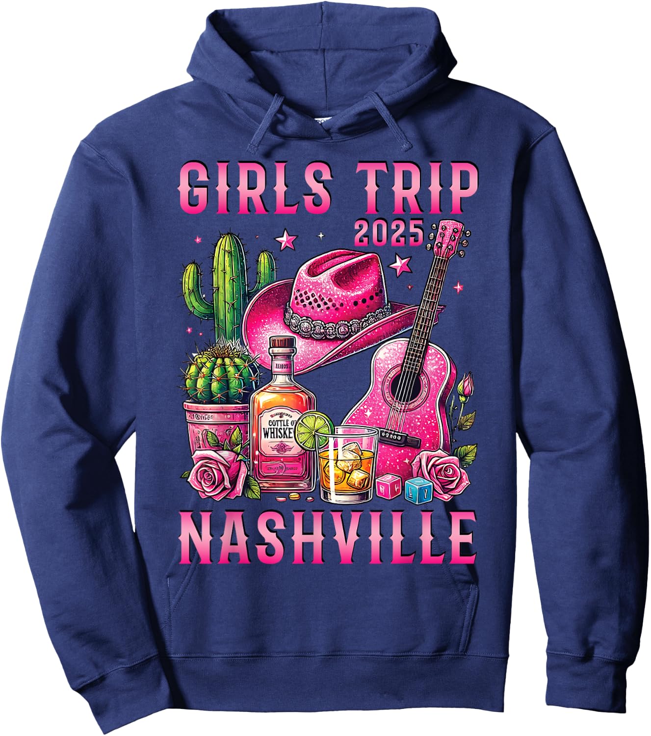Girls Trip Nashville 2025 Summer Vacation Ladies Weekend Hoodie - Hoodie | Navy