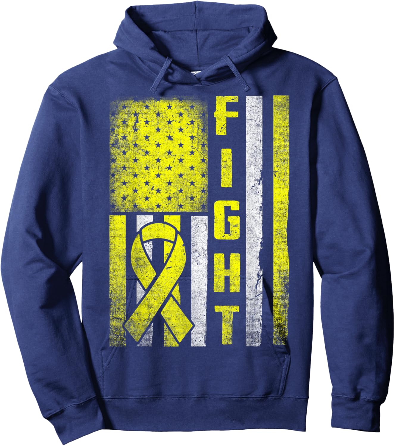 Ewing Sarcoma Fight Sarcoma Cancer Awareness Yellow Ribbon Hoodie - Hoodie | Navy