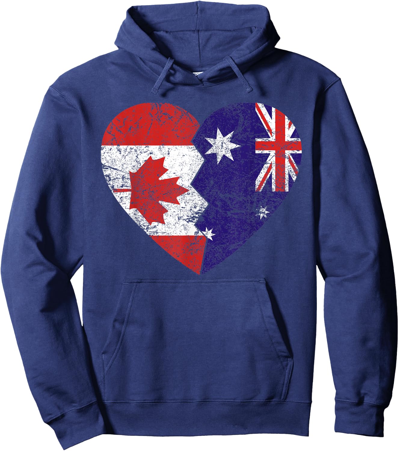 Australian Canadian Flags Heart | Canada Australia Roots Hoodie - Hoodie | Navy