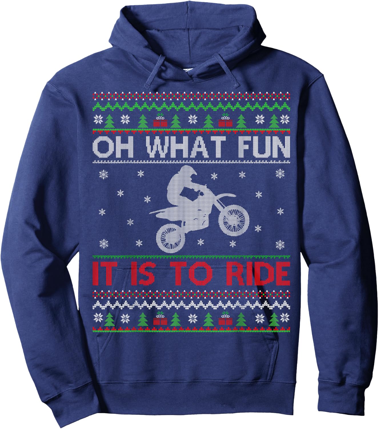 Oh What Fun It Is To Ride Xmas Ugly Motocross Christmas Hoodie - Hoodie | Navy