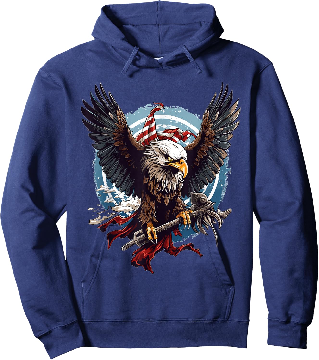 Viking Warrior American Eagle US Flag Norse Mythology Hoodie - Hoodie | Navy