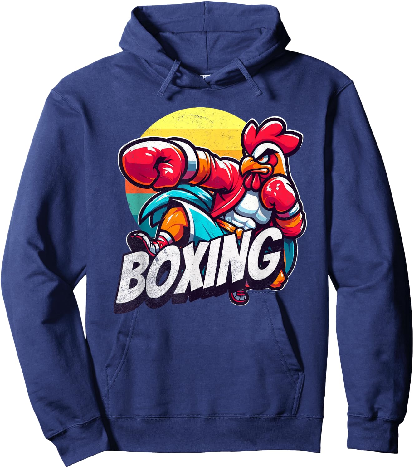 Boxing Cool Chicken Roosters Funny Chicken Who Loves Sport Hoodie - Hoodie | Navy