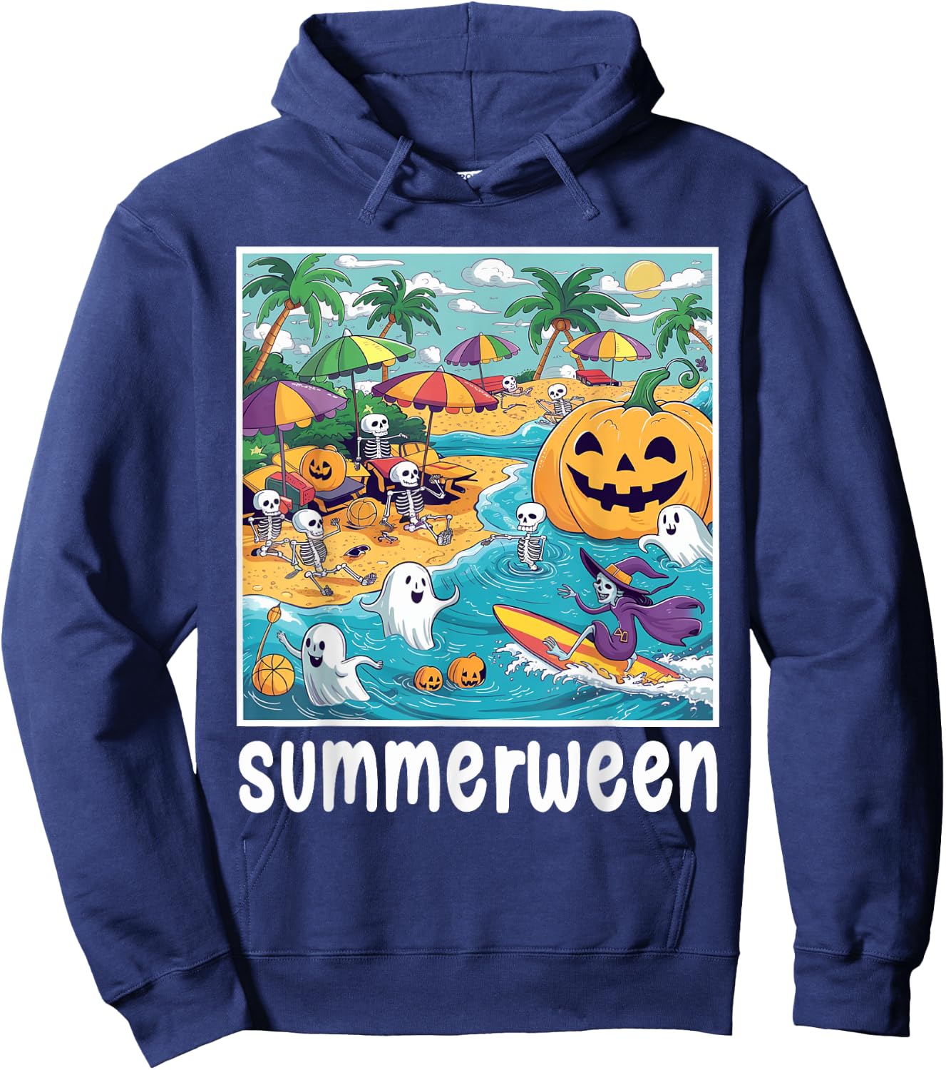Halloween Summer Celebrate Summerween Vibes Men Women Girls Kids Hoodie - Hoodie | Navy