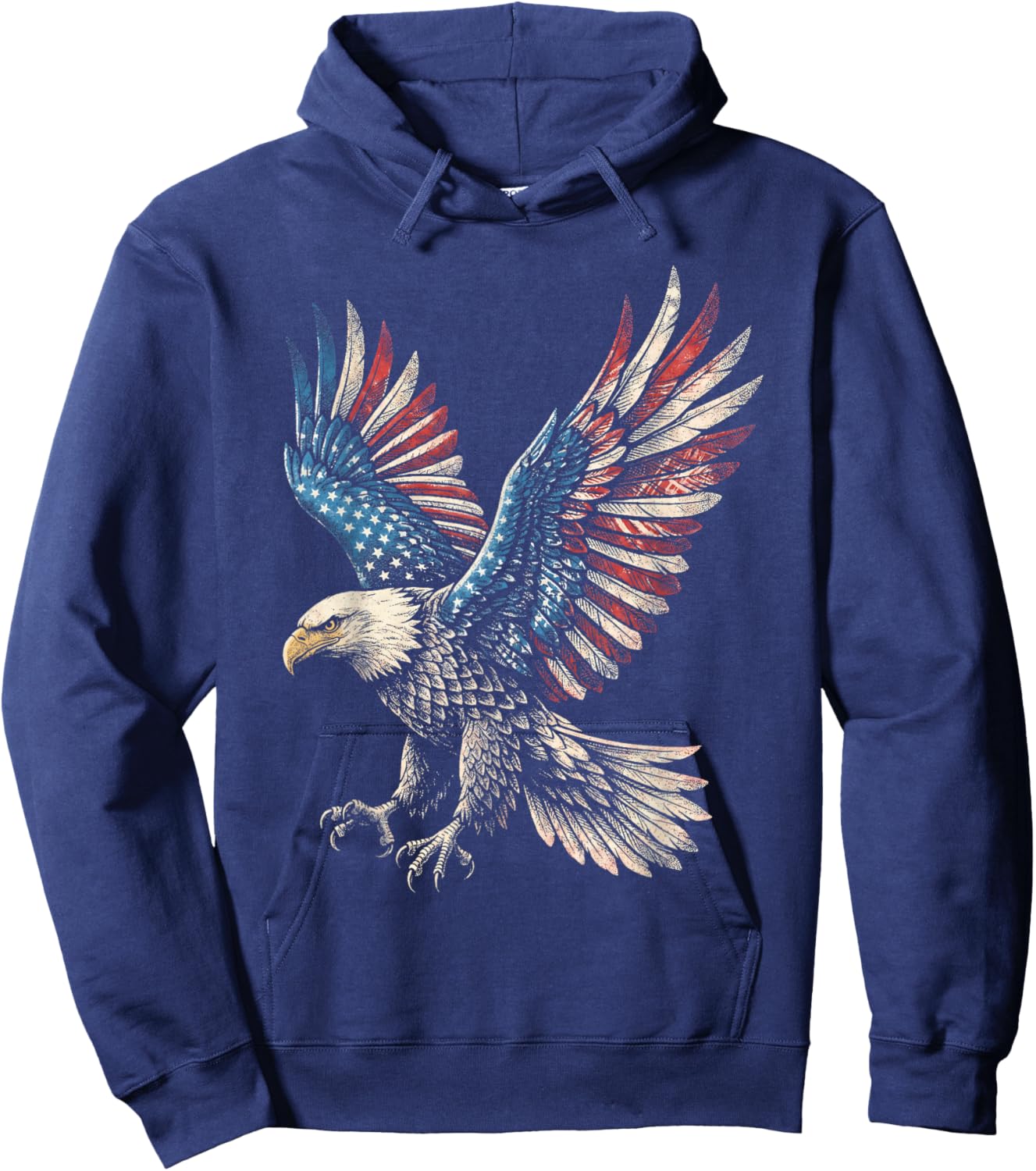 Eagle American Flag 4th of July USA Patriotic Men Women Hoodie - Hoodie | Navy