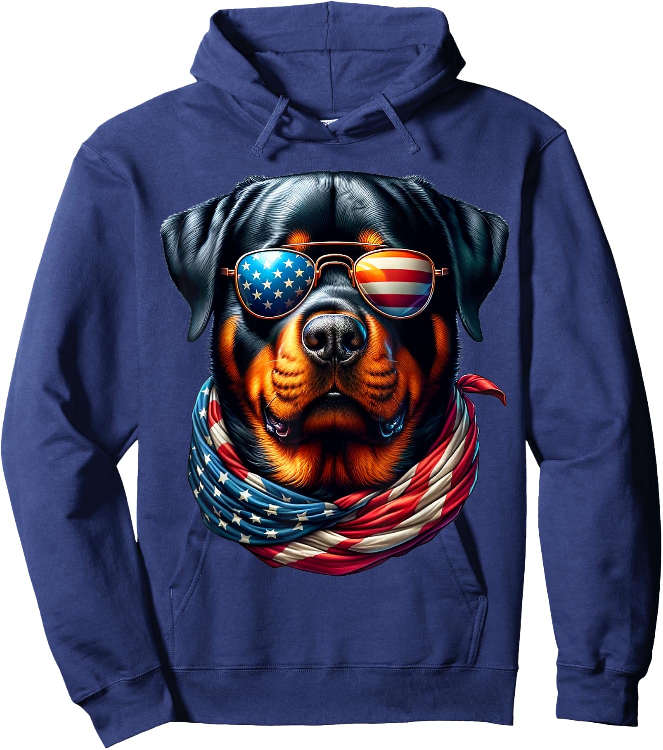 Rottweiler USA Flag Sunglasses Patriotic Dog 4th of July Hoodie - Hoodie | Navy