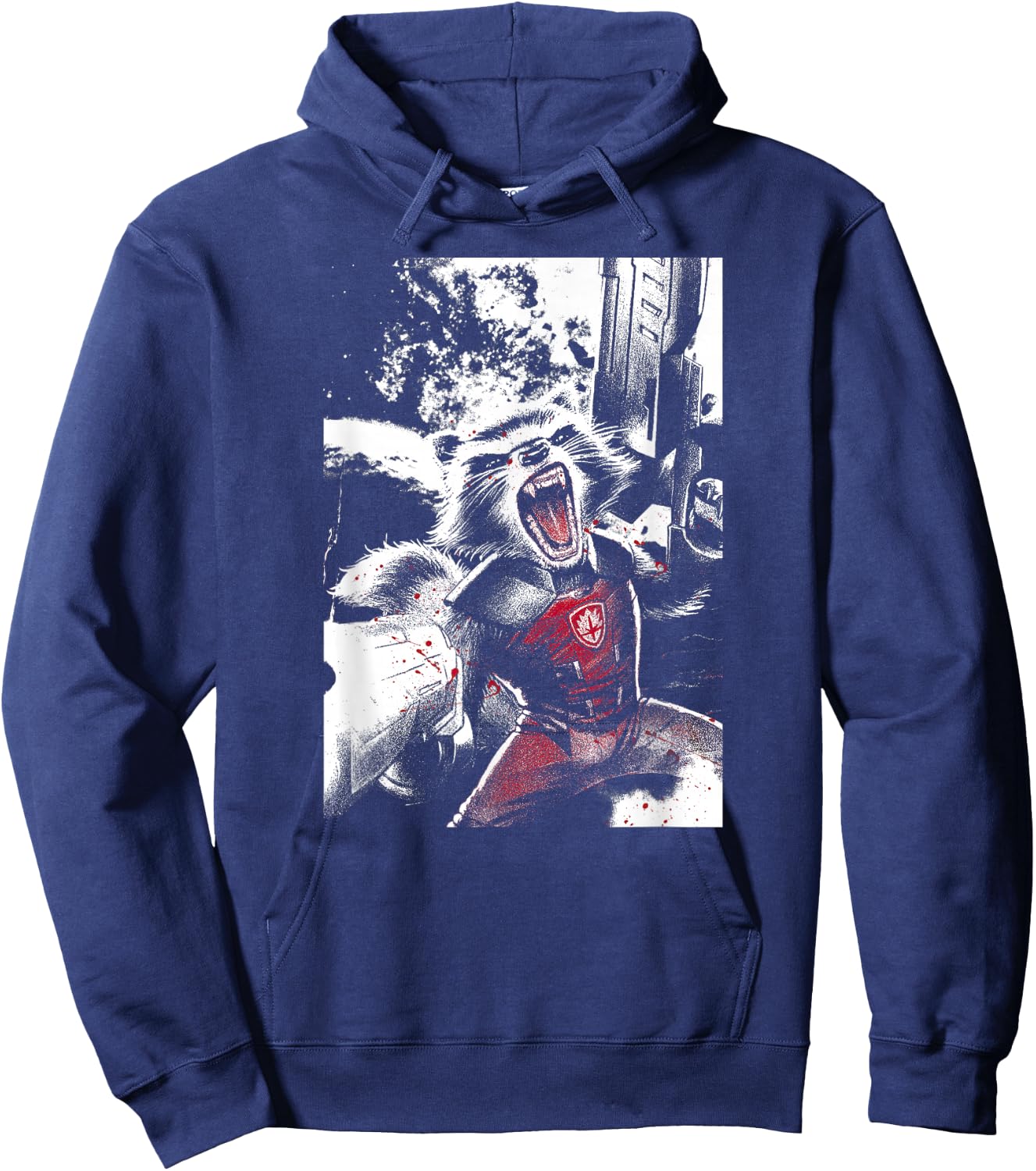 Marvel Guardians of The Galaxy Rocket Raccoon Roar Poster Small Hoodie - Hoodie | Navy