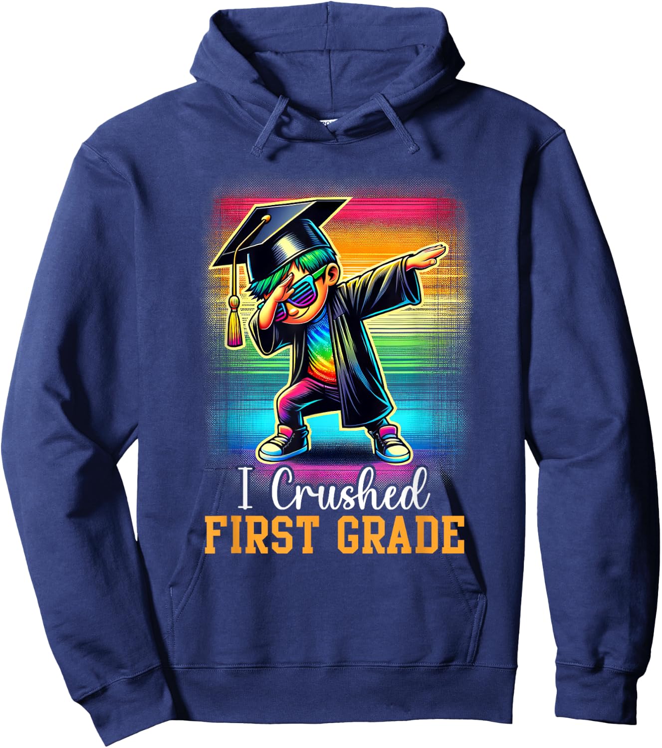 I Crushed 1st Grade Graduation Dabbing Boy Class Of 2025 Hoodie - Hoodie | Navy