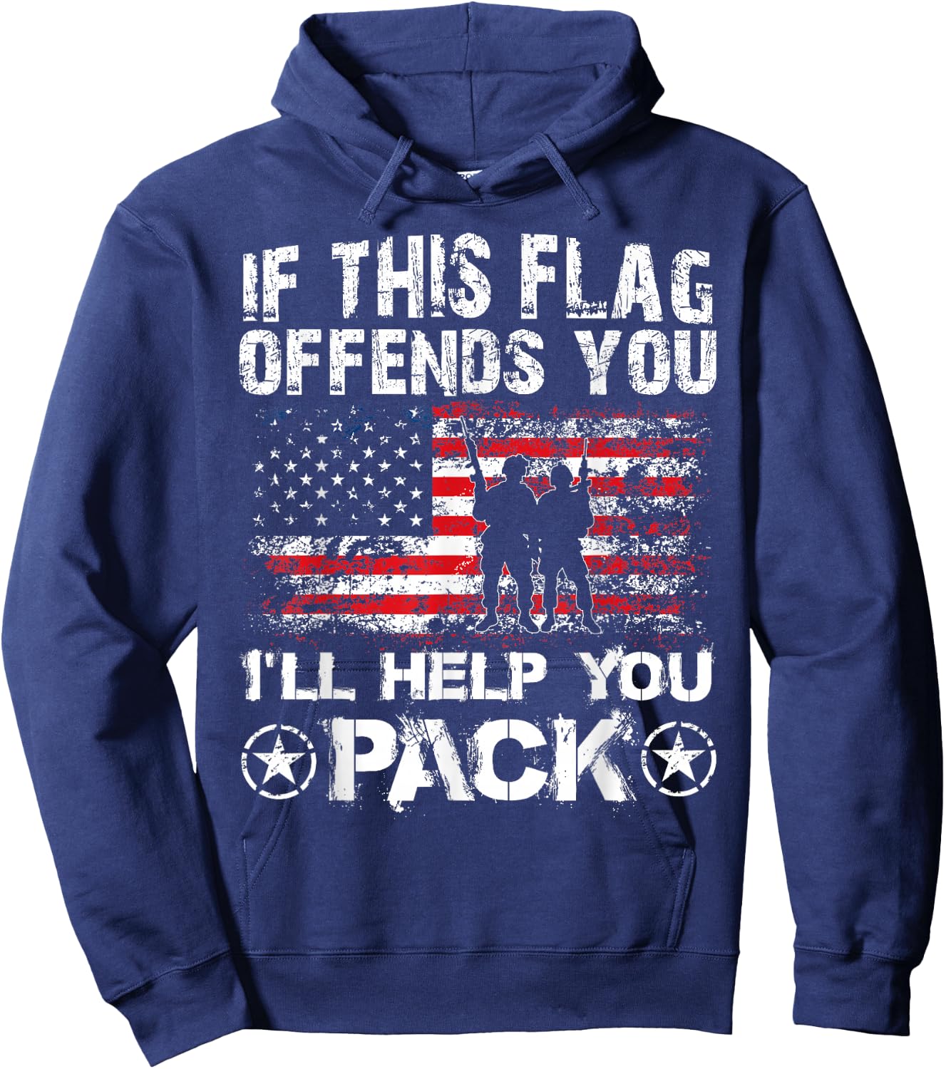 If This Flag Offends You I'll Help You Pack Veteran Shirt Hoodie - Hoodie | Navy