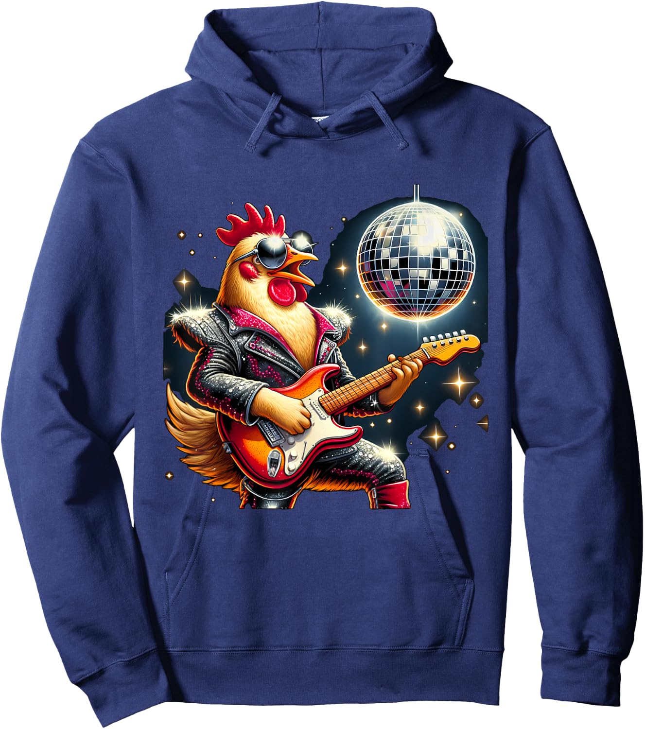 Disco Ball Guitar Chicken Hoodie - Hoodie | Navy