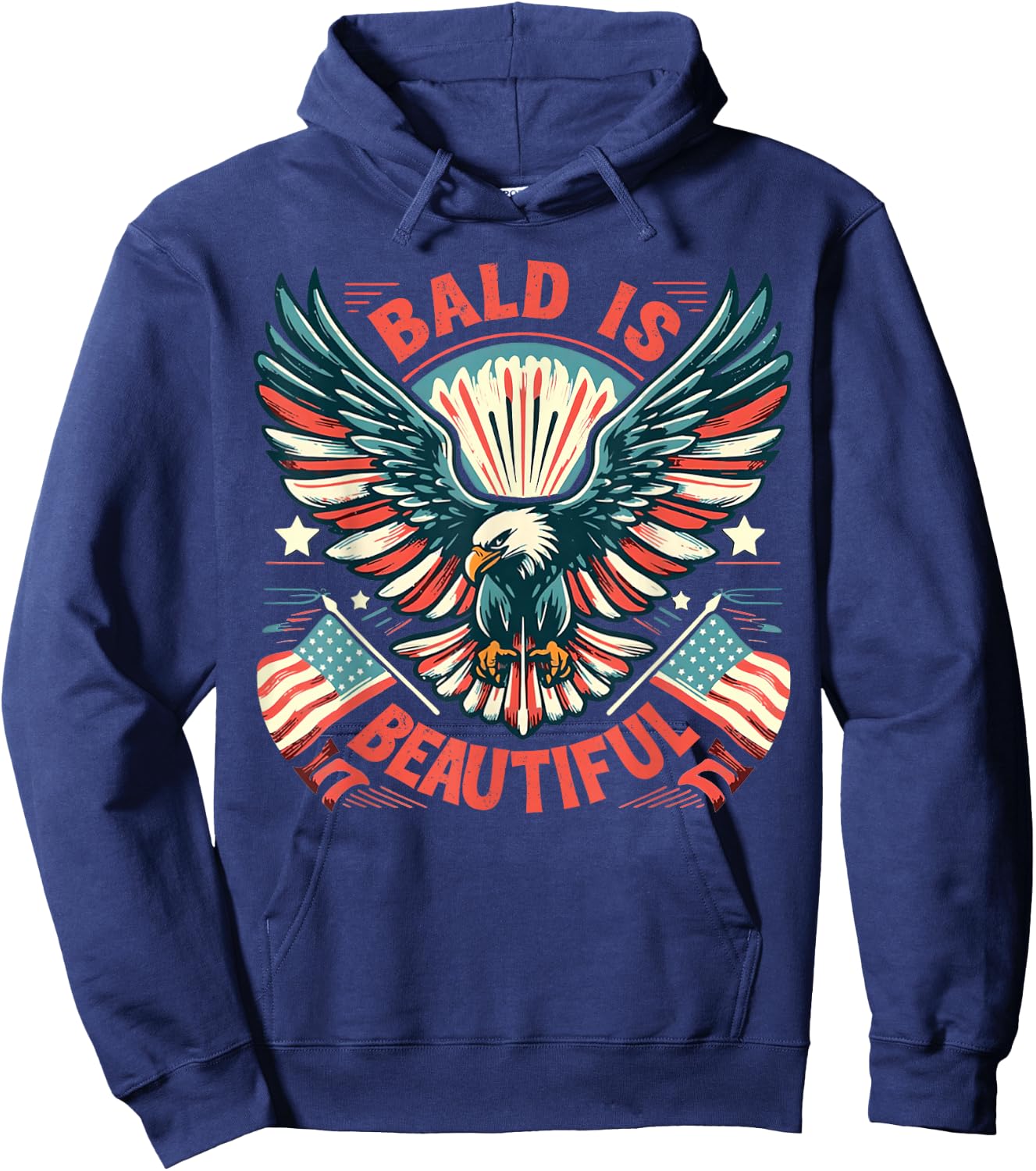 Bald Is Beautiful 4th of July Independence Day America Eagle Hoodie - Hoodie | Navy