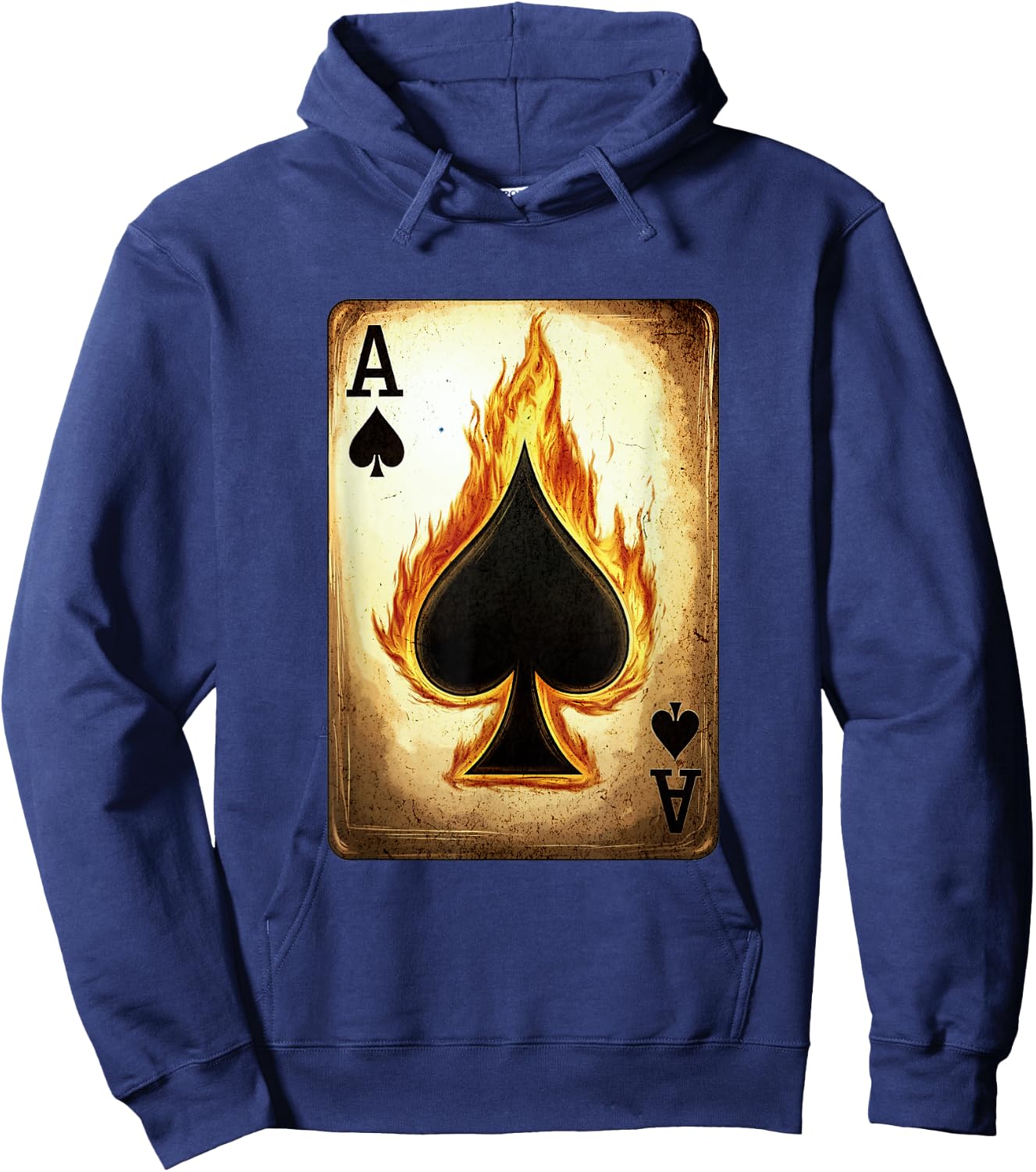 Ace Of Spades With The Spade On Fire - Playing Card Hoodie - Hoodie | Navy