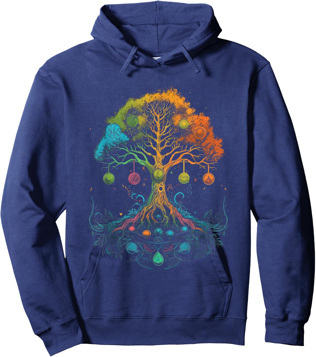 Yggdrasil Tree of Life with Moon Phases Hoodie - Hoodie | Navy