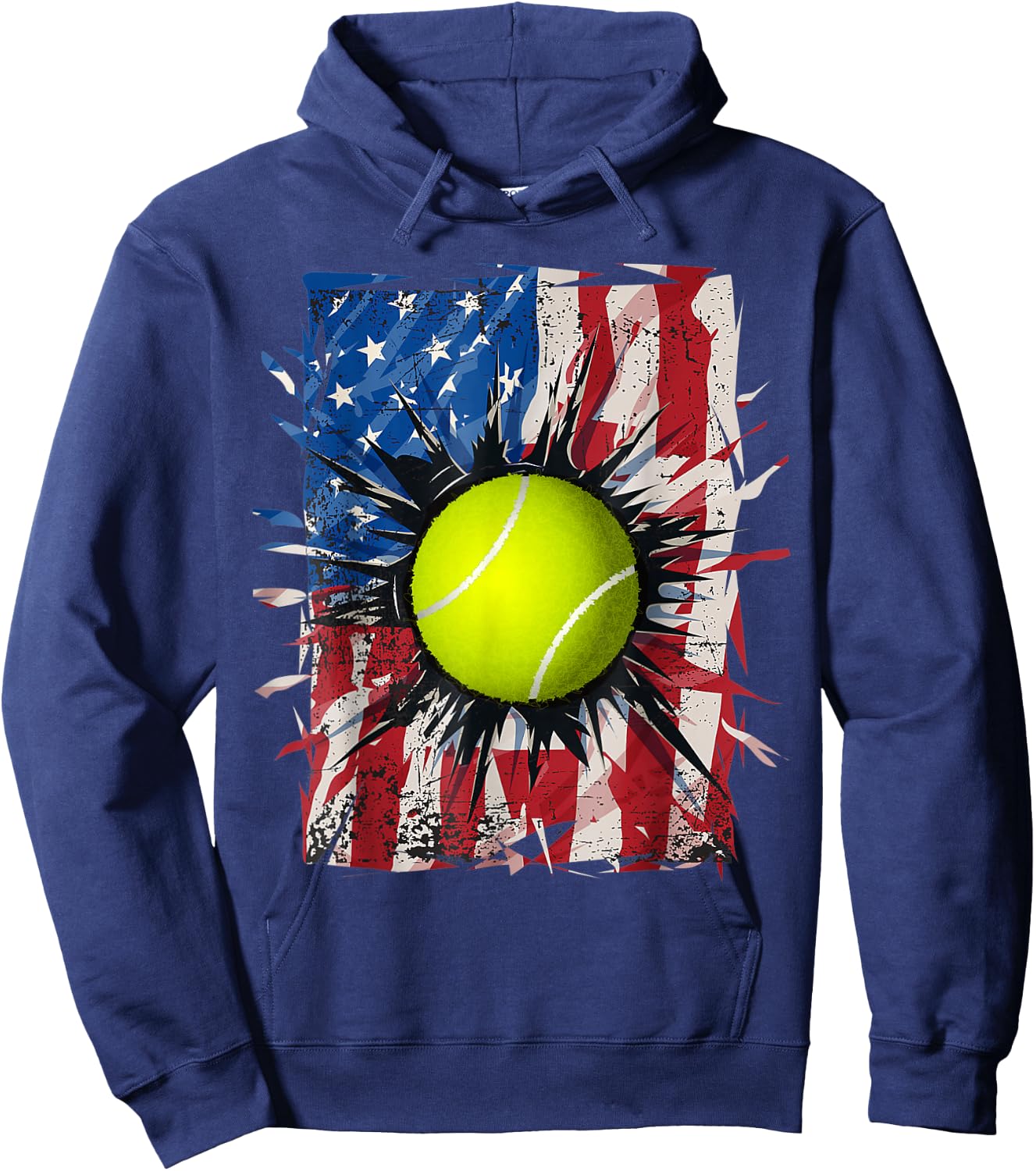 Patriotic Tennis 4th Of July Men USA American Flag Boys Hoodie - Hoodie | Navy