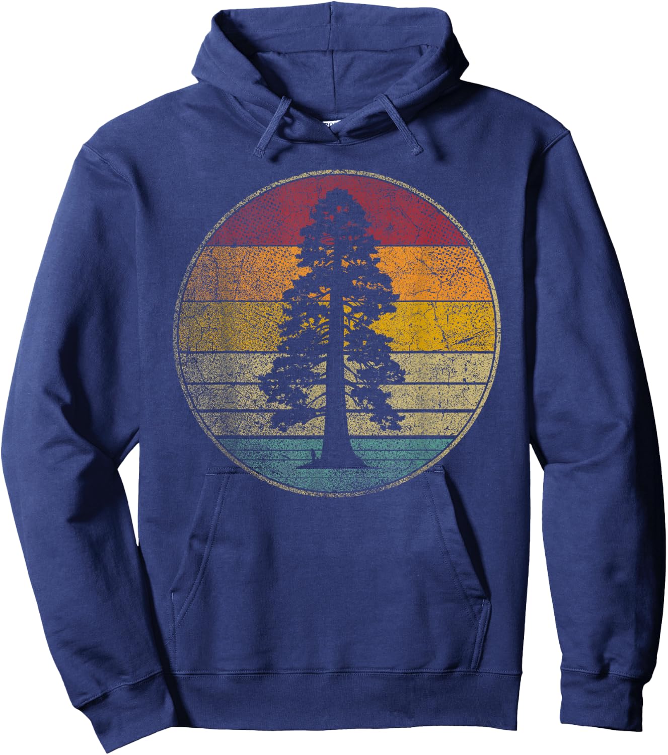 Sequoia Tree - Nature Retro Style National Park Vintage Hoodie - Hoodie | Navy
