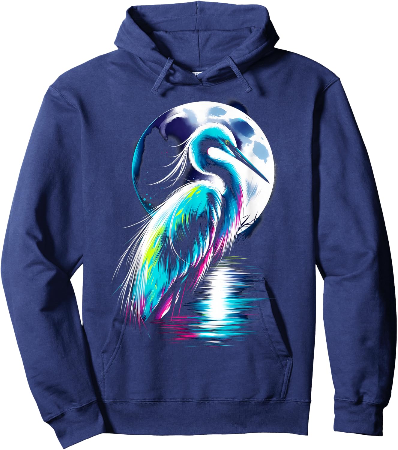 Colorful Egret Bird Spirit Animal Cool Illustration Hoodie - Hoodie | Navy
