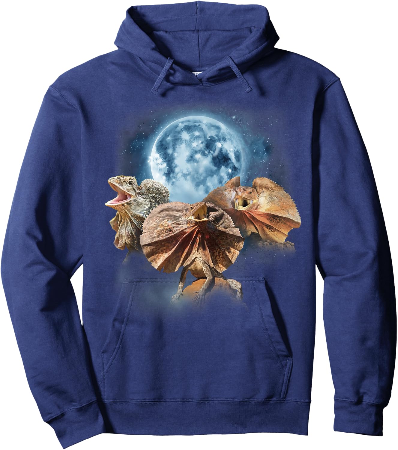 Frilled Lizard Shirt - Funny Lizards Howling at the Moon Hoodie - Hoodie | Navy
