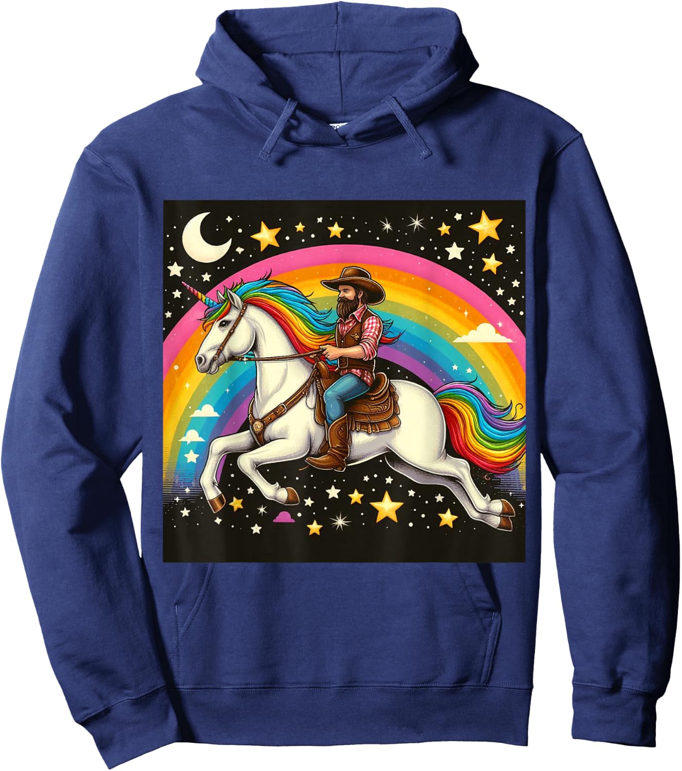 Cowboy Riding A Unicorn Boys Girls Men Women Kids Adults Hoodie - Hoodie | Navy