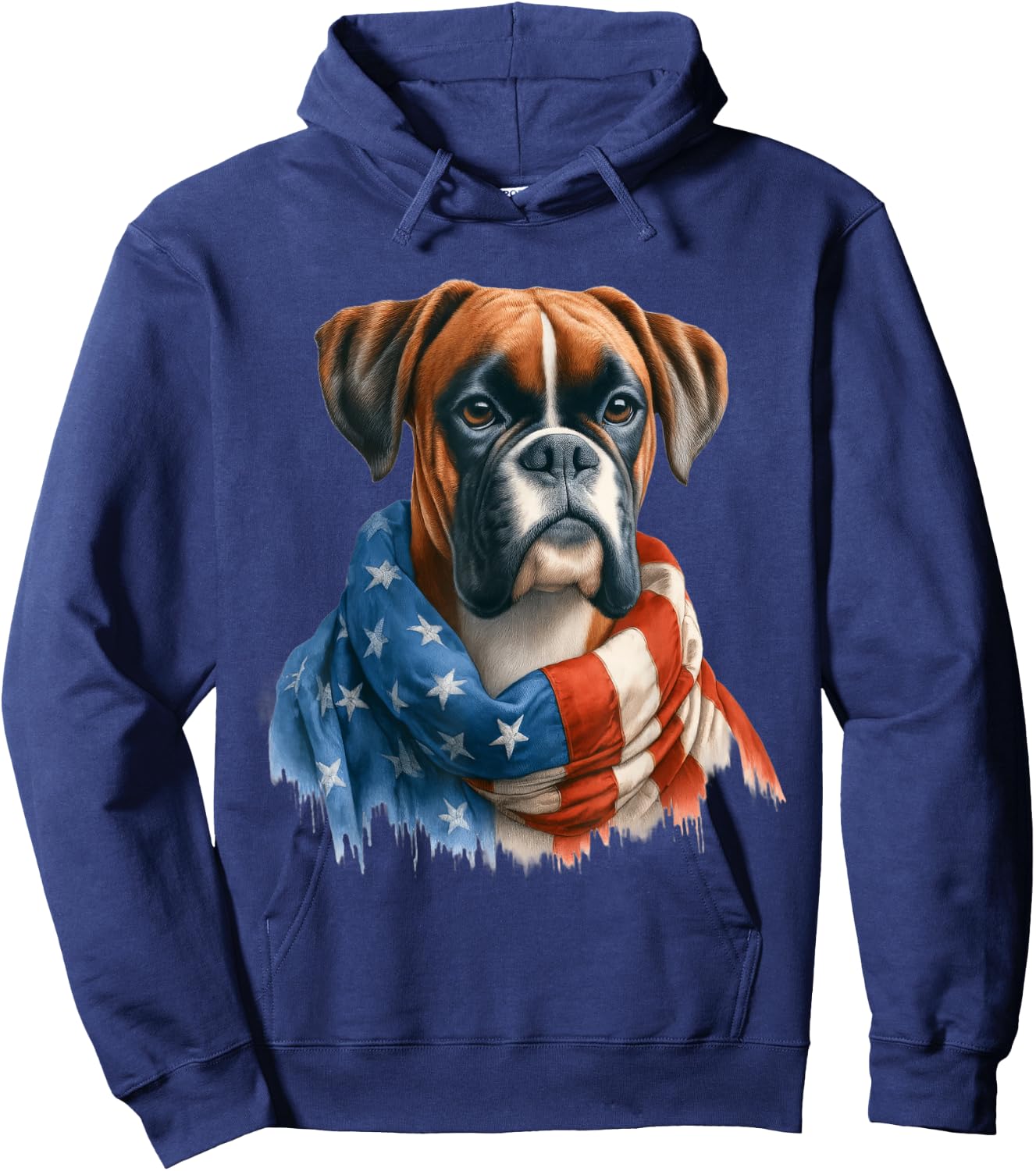 Boxer American Flag Patriotic Boxer Dog Lover 4th of July Hoodie - Hoodie | Navy