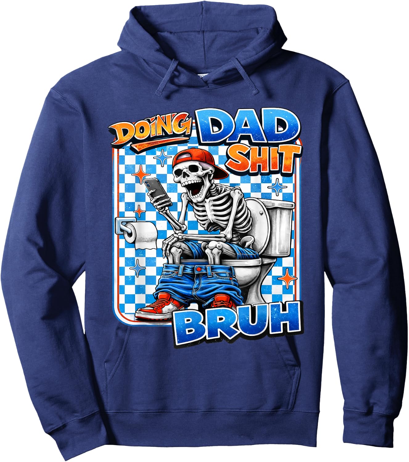Retro Doing Dad Shit Dad Skeleton Funny Father's Day Outfit Hoodie - Hoodie | Navy