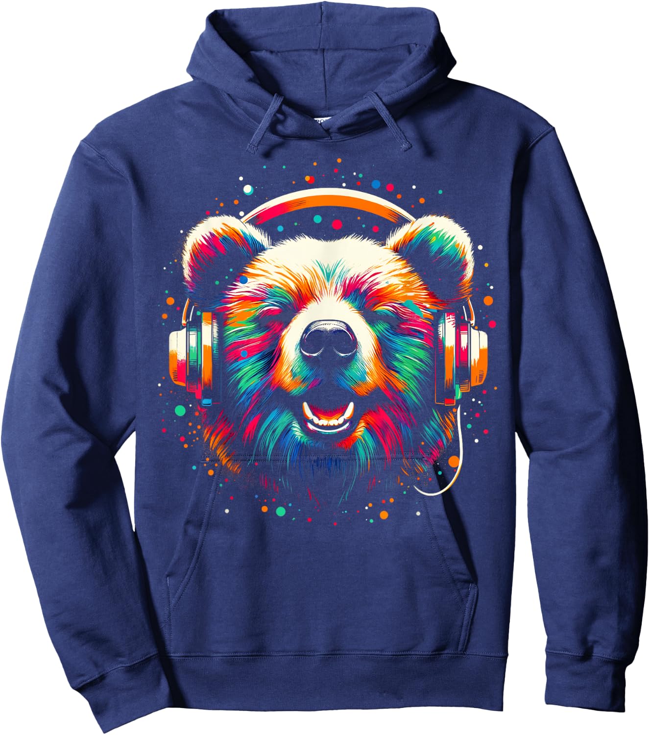 Cool Bear Headphone Music Art Christmas Birthday Hoodie - Hoodie | Navy