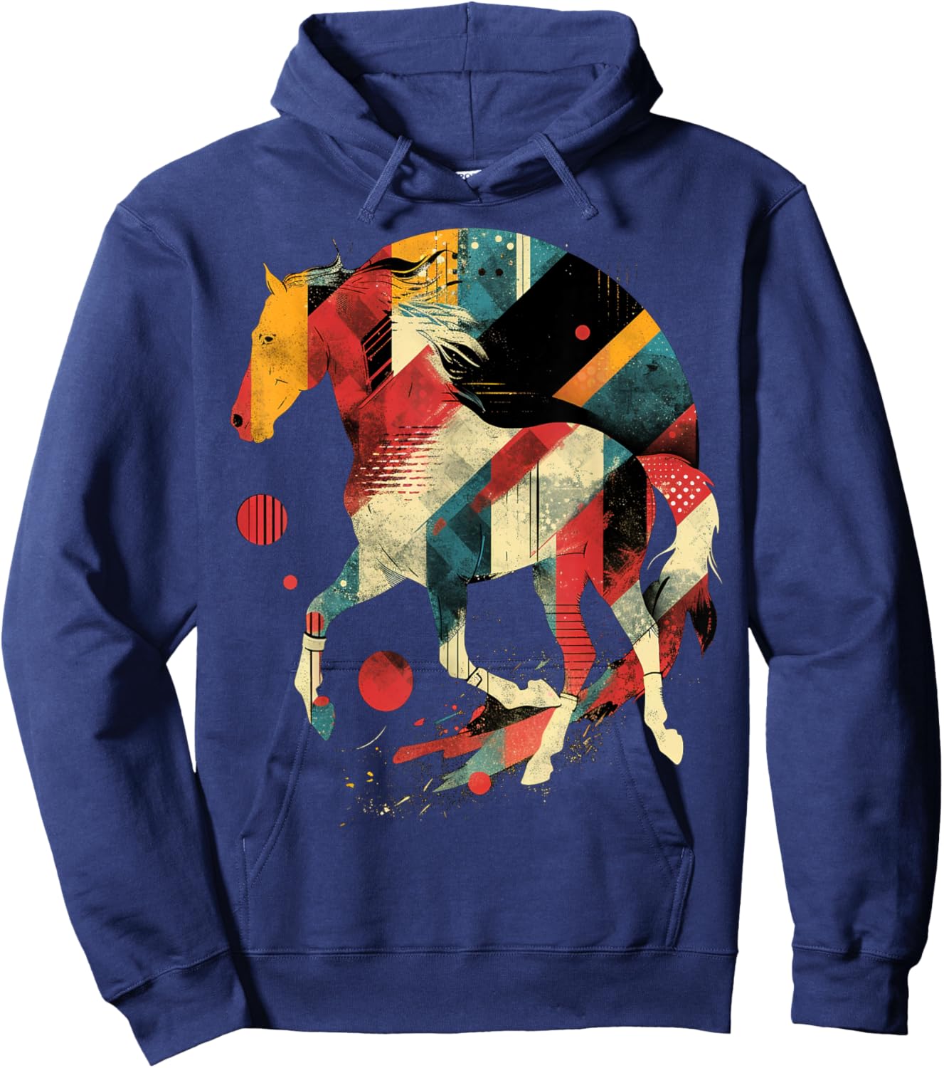 Artsy Polo player (equestrian) on Abstract Art Polo Hoodie - Hoodie | Navy