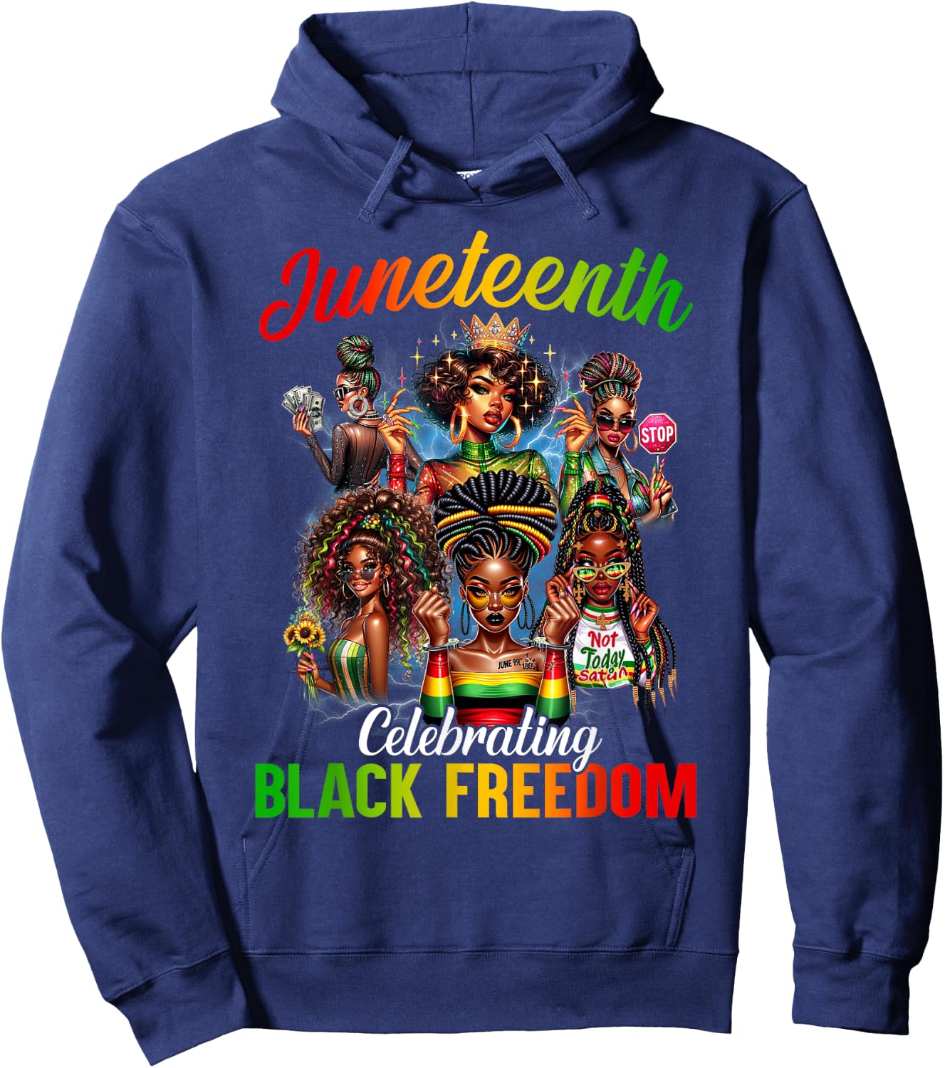Juneteenth 2024 Celebrate Black Freedom 1865 History Month Hoodie - Hoodie | Navy