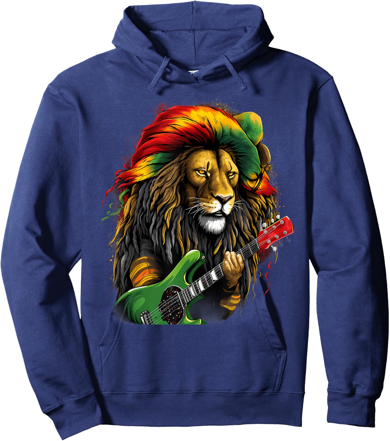 Rasta Reggae Lion Rastafarian Roots Jamaica Hippie Rastafari Hoodie - Hoodie | Navy