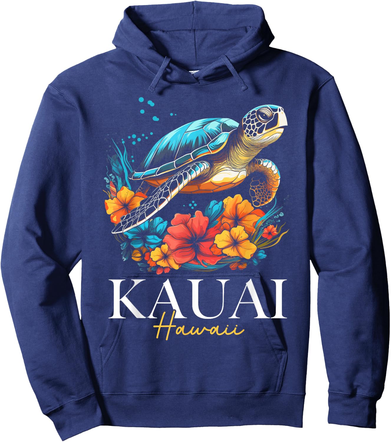 Kauai Hawaii Sea Turtle Hawaiian Diving Surfer Souvenir Hoodie - Hoodie | Navy